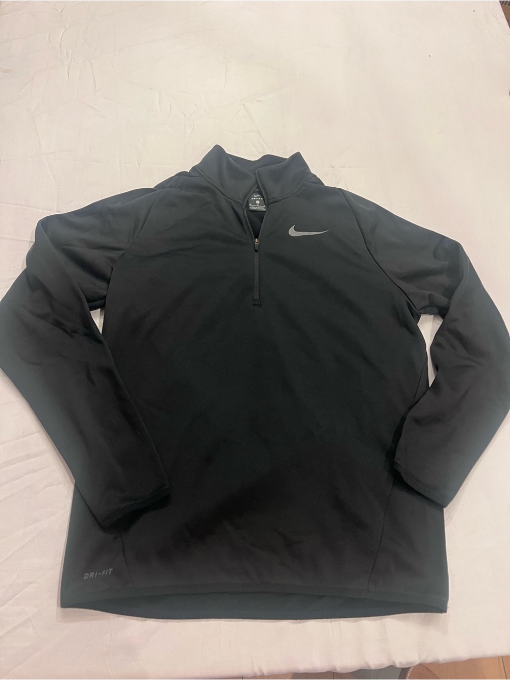 Nike Dri-FIT Men's 1/4 Zip Mock Neck Pullover Black interior fleece M Active